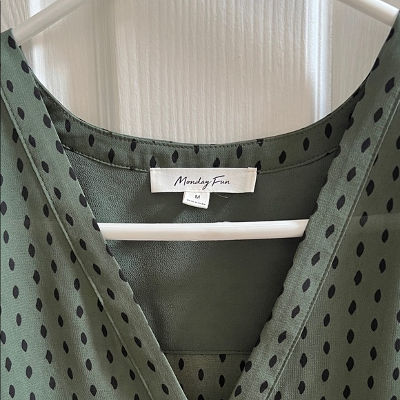 Chic Forest Green V-Neck Blouse by Abrand - Picture 2 of 3